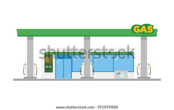 Vector De Stock Libre De Regalias Sobre Dibujo De Una Gasolinera Con Dibujos391099888