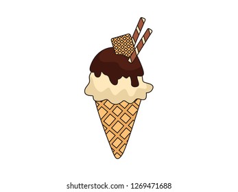 cute cartoon vector illustration of ice cream