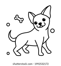 Cute Cartoon Vector Illustration icon of a Chihuahua puppy dog. It is outline style.	
