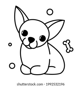 Cute Cartoon Vector Illustration icon of a Chihuahua puppy dog. It is outline style.	
