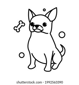 Cute Cartoon Vector Illustration icon of a Chihuahua puppy dog. It is outline style.	
