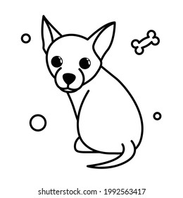 Cute Cartoon Vector Illustration icon of a Chihuahua puppy dog. It is outline style.	
