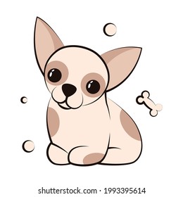 Cute Cartoon Vektorgrafik Symbol eines Chihuahua Welpen Hund. Es ist flaches Design.	
