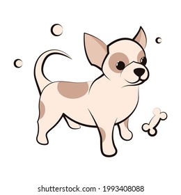 Cute Cartoon Vector Illustration icon of a Chihuahua puppy dog. It is flat design.	
