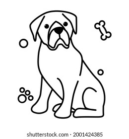 Cute Cartoon Vector Illustration icon of a big dog. It is outline style.