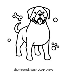 Cute Cartoon Vector Illustration icon of a big dog. It is outline style.