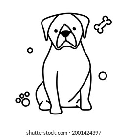 Cute Cartoon Vector Illustration icon of a big dog. It is outline style.