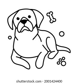 Cute Cartoon Vector Illustration icon of a big dog. It is outline style.