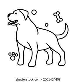 Cute Cartoon Vector Illustration icon of a big dog. It is outline style.