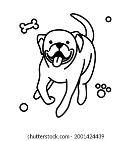 Cute Cartoon Vector Illustration icon of a big dog. It is outline style.