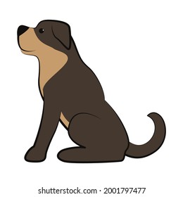 Cute Cartoon Vector Illustration icon of a big dog. It is flat style.
