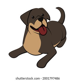 Cute Cartoon Vector Illustration icon of a big dog. It is flat style.