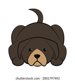 Cute Cartoon Vector Illustration icon of a big dog. It is flat style.