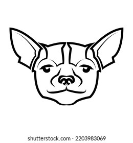 Icono de la ilustración de un cachorro chihuahua. Es el estilo de contorno.