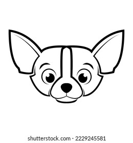 Cute Cartoon Vector Illustration icon of a Chihuahua puppy dog. It is outline style.