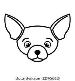 Cute Cartoon Vector Illustration icon of a Chihuahua puppy dog. It is outline style.