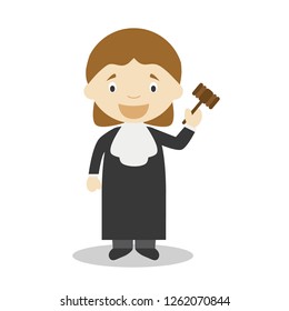 Cute cartoon vector illustration of a judge. Women Professions Series