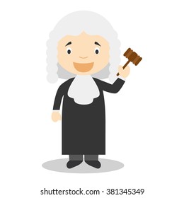 Cute cartoon vector illustration of a judge