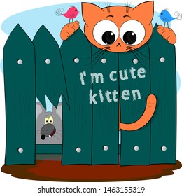 cute cartoon vector illustration. cute kitten. cartoon comic vector illustration.