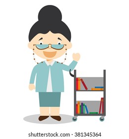 Cute Cartoon Vector Illustration Of A Librarian