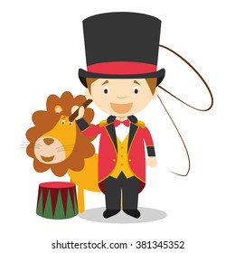 Cute Cartoon Vector Illustration Of A Lion Tamer