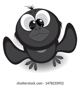 cute cartoon vector illustration. cute little crow. cartoon vector illustration. cute little raven cartoon comic vector illustration.