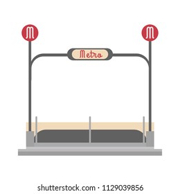 Cute cartoon vector illustration of a metro or underground entrance