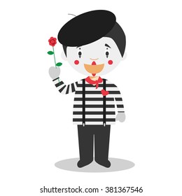 Cute cartoon vector illustration of a mime