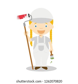 Cute cartoon vector illustration of a painter. Women Professions Series