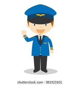 Cute cartoon vector illustration of a pilot