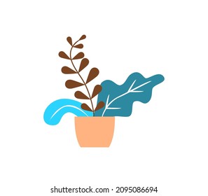 Cute cartoon vector illustration of potted plants on white background.