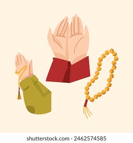 cute cartoon vector illustration of praying to god