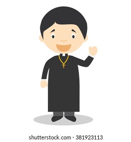 Cute cartoon vector illustration of a priest