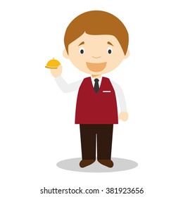 Cute cartoon vector illustration of a receptionist