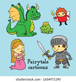 cute cartoon vector illustration of retro magical fairytale kingdom theme set.