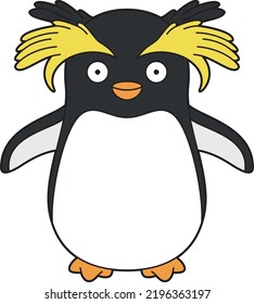 Cute cartoon vector illustration rockhopper penguin