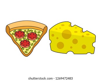 cute cartoon vector illustration of snacks, bread, ice cream