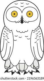 Cute cartoon vector illustration of a snowy owl