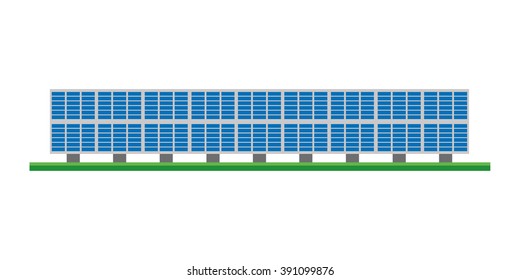Cute cartoon vector illustration of a solar photovoltaic power plant