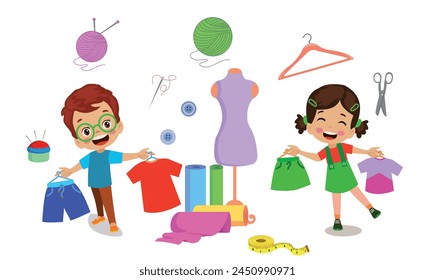 Cute cartoon vector illustration of a tailor