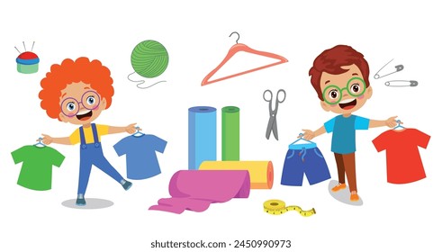 Ilustración vectorial de dibujos animados de un sastre