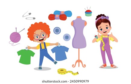 Cute cartoon vector illustration of a tailor