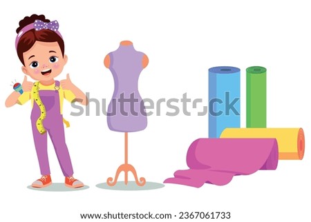 Cute cartoon vector illustration of a tailor