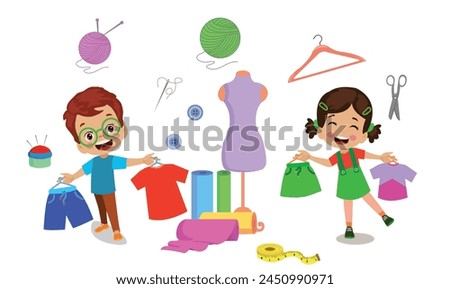 Cute cartoon vector illustration of a tailor