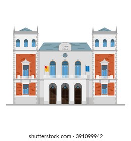 Cute cartoon vector illustration of a town hall