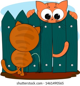 cute cartoon vector illustration. Two cats. cartoon cute comic vector illustration.