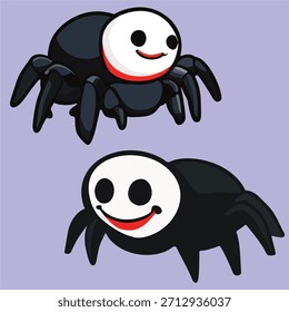 Linda Ilustración vectorial de dibujos animados de dos arañas felices