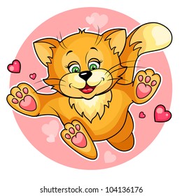 Cute cartoon vector illustration of  valentine Cat. Isolated on white.