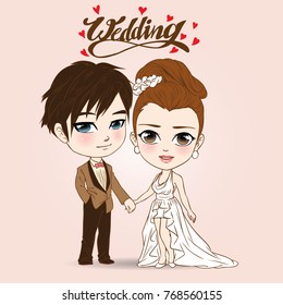 Cute Cartoon vector illustration for wedding card and graphic design