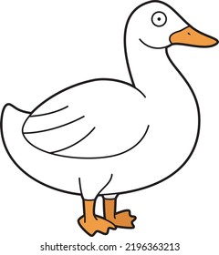 Cute Cartoon Vector Illustration White Duck Stock Vector (Royalty Free ...